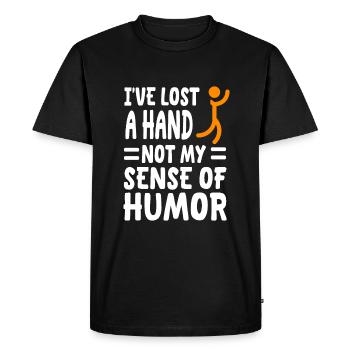 Chemise amputée à la main drôle - T-shirt Premium bio Homme - noir - Devant - Nico (187cm)