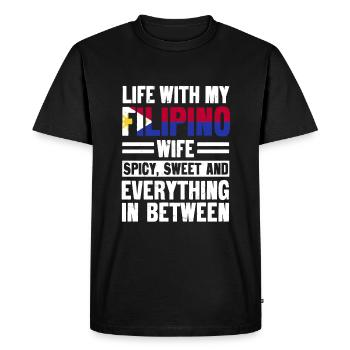 Femme philippine Humour - T-shirt Premium bio Homme - noir - Devant - Nico (187cm)