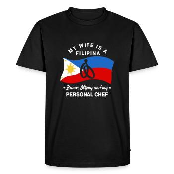 Ma femme est philippine - T-shirt Premium bio Homme - noir - Devant - Nico (187cm)