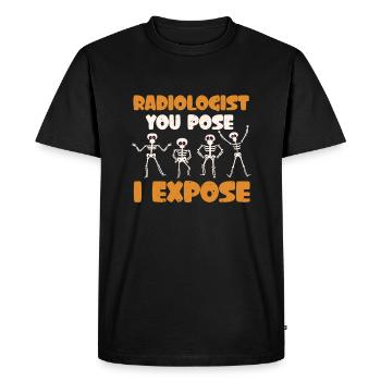 Radiologie que vous posez j’expose - T-shirt Premium bio Homme - noir - Devant - Nico (187cm)