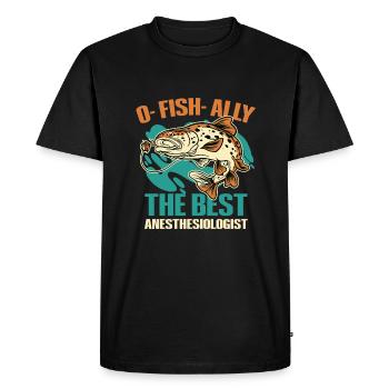 Anesthésiste pêcheur - T-shirt Premium bio Homme - noir - Devant - Nico (187cm)