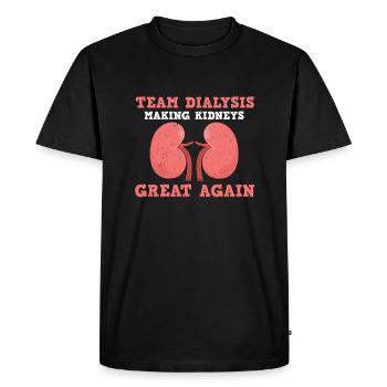 Humour de l’équipe de dialyse - T-shirt Premium bio Homme - noir - Devant - Nico (187cm)