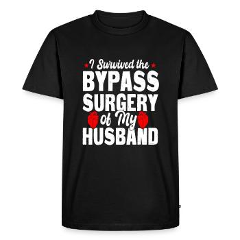I survived my husband's bypass surgery - Men's Premium Organic T-Shirt - black - Front - Nico (187cm)