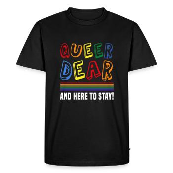 Queer cher et là pour rester - T-shirt Premium bio Homme - noir - Devant - Nico (187cm)