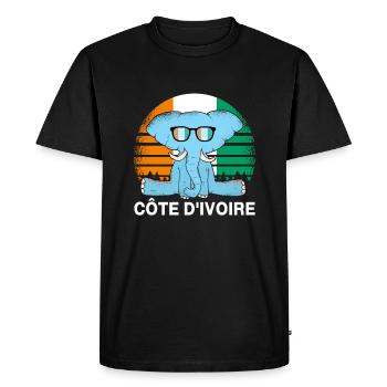 Côte d’Ivoire Eléphant - T-shirt Premium bio Homme - noir - Devant - Nico (187cm)