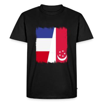 Singapour, France - T-shirt Premium bio Homme - noir - Devant - Nico (187cm)
