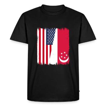 Singapore American flag - Men's Premium Organic T-Shirt - black - Front - Nico (187cm)