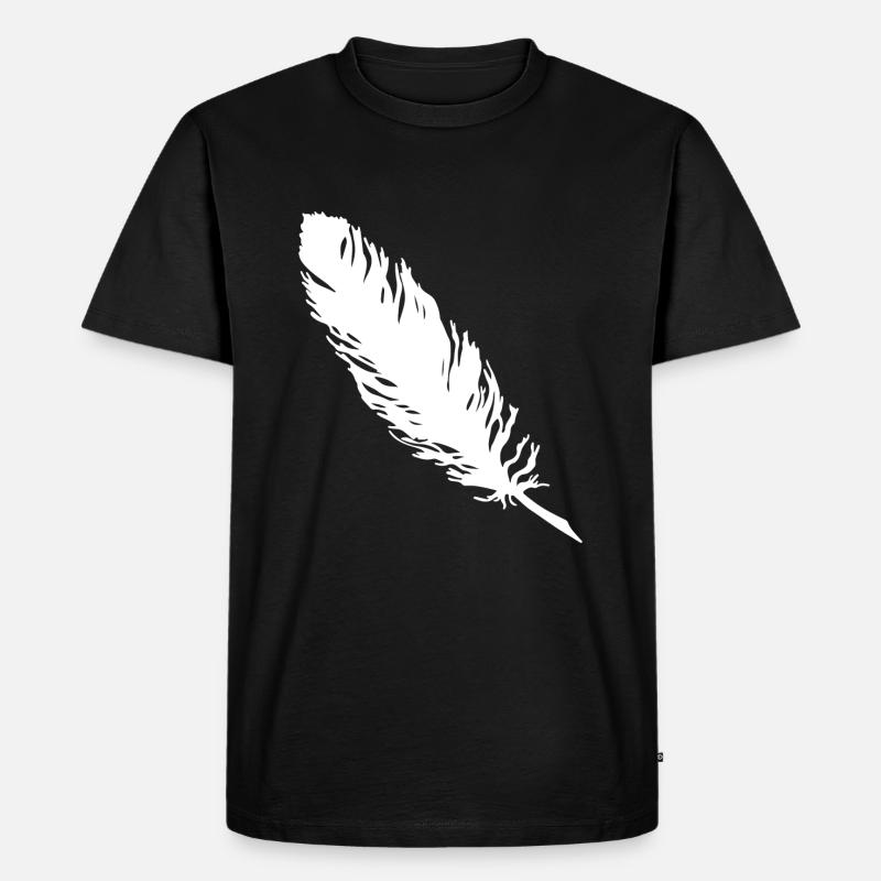 Feder - Männer Premium Bio T-Shirt - Schwarz