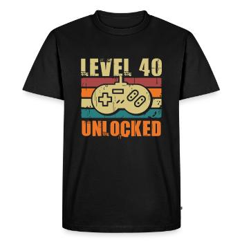 40th Birthday Level 40 Unlocked 40 Years Gift - Men's Premium Organic T-Shirt - black - Front - Nico (187cm)