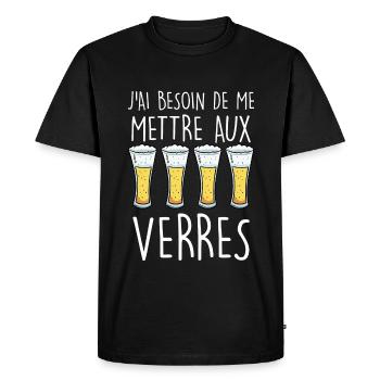 J'ai besoin de me mettre aux verres Humour Bière - T-shirt Premium bio Homme - noir - Devant - Nico (187cm)