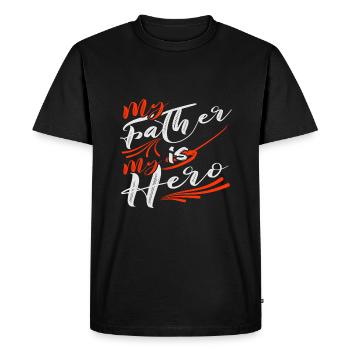 My father is my hero - Men's Premium Organic T-Shirt - black - Front - Nico (187cm)