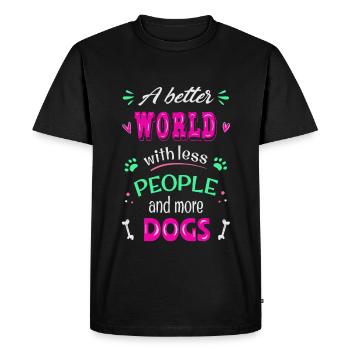 Un monde meilleur avec moins de gens et plus de Hu - T-shirt Premium bio Homme - noir - Devant - Nico (187cm)