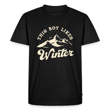 Un garçon aime l'hiver, une saison d'hiver - T-shirt Premium bio Homme - noir - Devant - Nico (187cm)