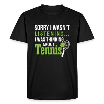 Penser au tennis Hobby Sports Tennis Court - T-shirt Premium bio Homme - noir - Devant - Nico (187cm)