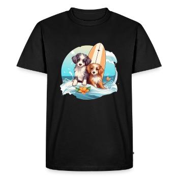 Two surfing dogs - Men's Premium Organic T-Shirt - black - Front - Nico (187cm)