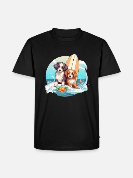 Two surfing dogs - Men's Premium Organic T-Shirt - black