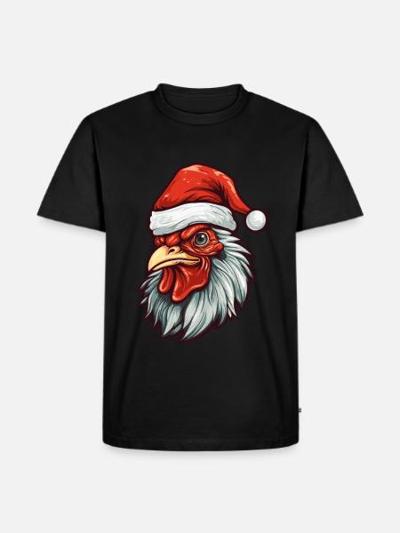 Rooster Head Christmas Xmas - Men's Premium Organic T-Shirt - black