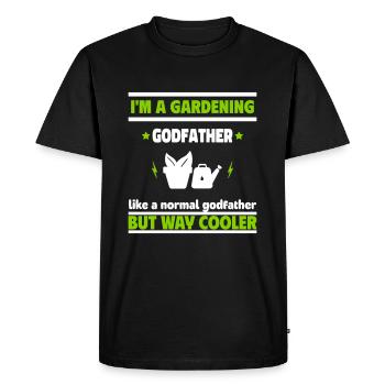 Godfather and gardener – cooler than normal - Men's Premium Organic T-Shirt - black - Front - Nico (187cm)