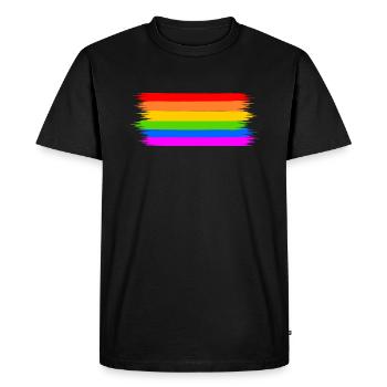 drapeau arc-en-ciel - T-shirt Premium bio Homme - noir - Devant - Nico (187cm)