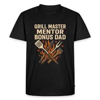 Grill Master & Bonus Dad - Men's Premium Organic T-Shirt - black - Front - Nico (187cm)