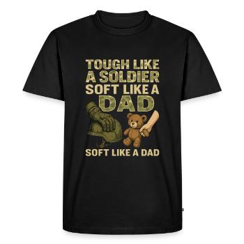 Strong soldier father with heart - Men's Premium Organic T-Shirt - black - Front - Nico (187cm)