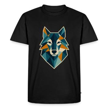 Tête de loup géométrique style polygone - T-shirt Premium bio Homme - noir - Devant - Nico (187cm)
