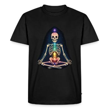 Yoga squelettique - Méditation des chakras - T-shirt Premium bio Homme - noir - Devant - Nico (187cm)