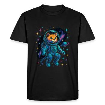 Chat de l’espace - Chat astronaute - T-shirt Premium bio Homme - noir - Devant - Nico (187cm)