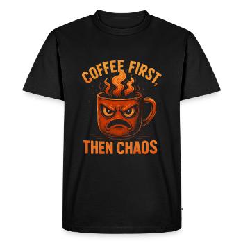 Coffee First - Tasse du Chaos - T-shirt Premium bio Homme - noir - Devant - Nico (187cm)