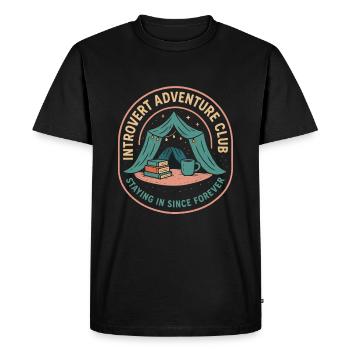Introvert Adventure Club - Camp intérieur confortable - T-shirt Premium bio Homme - noir - Devant - Nico (187cm)