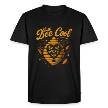 Just Bee Cool - Beehive Heart - Men's Premium Organic T-Shirt - black - Front - Nico (187cm)