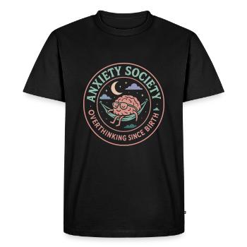 Anxiété Société Repenser depuis la naissance - T-shirt Premium bio Homme - noir - Devant - Nico (187cm)