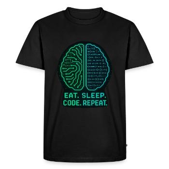 Eat Sleep Code Repeat Geek Design - Men's Premium Organic T-Shirt - black - Front - Nico (187cm)