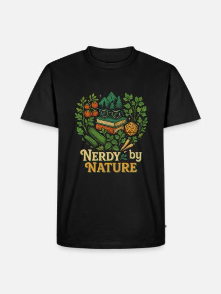 Nerdy By Nature Retro Illustration - Men's Premium Organic T-Shirt - black
