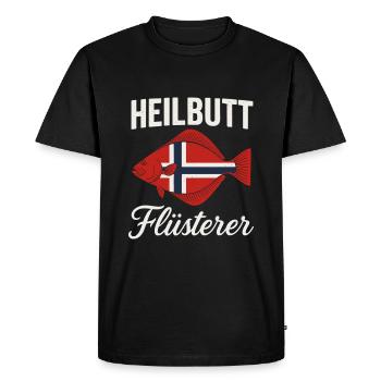 Halibut Whisperer Norway Flag - Men's Premium Organic T-Shirt - black - Front - Nico (187cm)