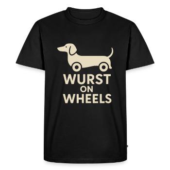 Saucisse Sur Roues Drôle Teckel - T-shirt Premium bio Homme - noir - Devant - Nico (187cm)