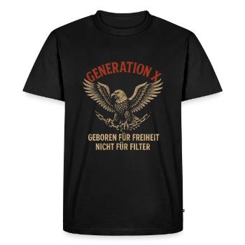 Génération X Motif Aigle de la Liberté - T-shirt Premium bio Homme - noir - Devant - Nico (187cm)