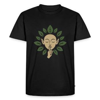 Elfin silence surrounded with leaves - Men's Premium Organic T-Shirt - black - Front - Nico (187cm)