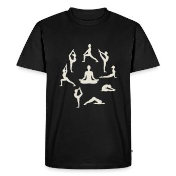Yoga Poses Silhouettes Méditation - T-shirt Premium bio Homme - noir - Devant - Nico (187cm)
