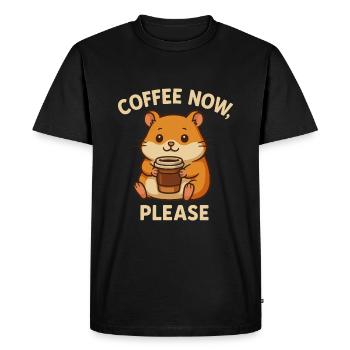 Café maintenant s’il vous plaît hamster mignon - T-shirt Premium bio Homme - noir - Devant - Nico (187cm)