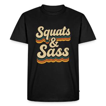 Squats & Sass Style de fitness rétro - T-shirt Premium bio Homme - noir - Devant - Nico (187cm)