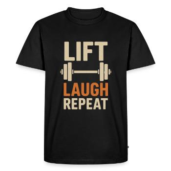 Ascenseur Rire Répéter Fitness Humour - T-shirt Premium bio Homme - noir - Devant - Nico (187cm)