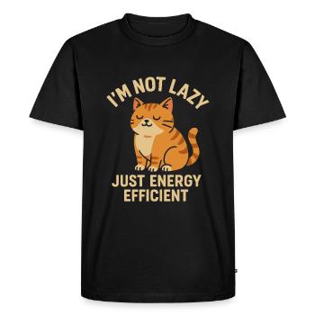 I'm Not Lazy Just Energy Saving Cat - Men's Premium Organic T-Shirt - black - Front - Nico (187cm)