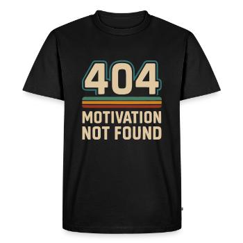 404 Motivation Not Found Humor Saying - Men's Premium Organic T-Shirt - black - Front - Nico (187cm)