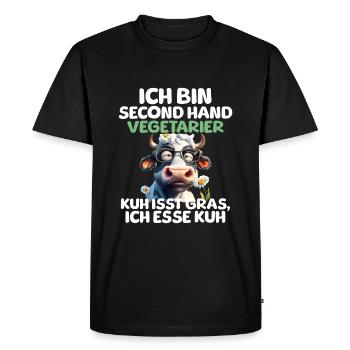 Second Hand Vegetarian - Men's Premium Organic T-Shirt - black - Front - Nico (187cm)