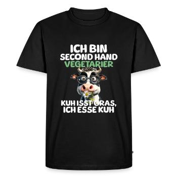 Second Hand Vegetarian - Men's Premium Organic T-Shirt - black - Front - Nico (187cm)