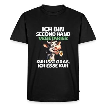 Second Hand Vegetarian - Men's Premium Organic T-Shirt - black - Front - Nico (187cm)