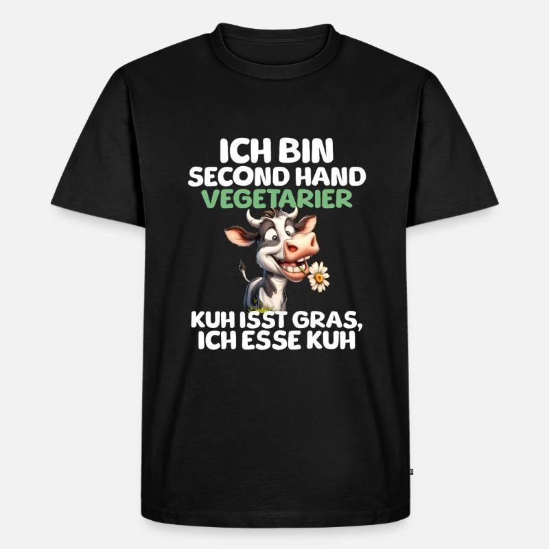 Second Hand Vegetarier - Männer Premium Bio T-Shirt - Schwarz