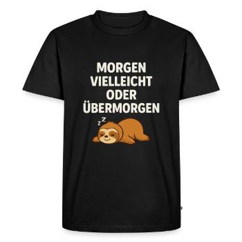 Demain peut-être ou après-demain – paresseux - T-shirt Premium bio Homme - noir - Devant - Nico (187cm)