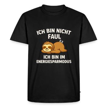 Not lazy – only in energy-saving mode - Men's Premium Organic T-Shirt - black - Front - Nico (187cm)